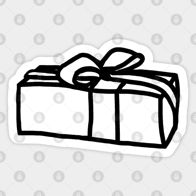 One Wrapped Gift Box Minimal Line Drawing at Christmas Sticker by ellenhenryart